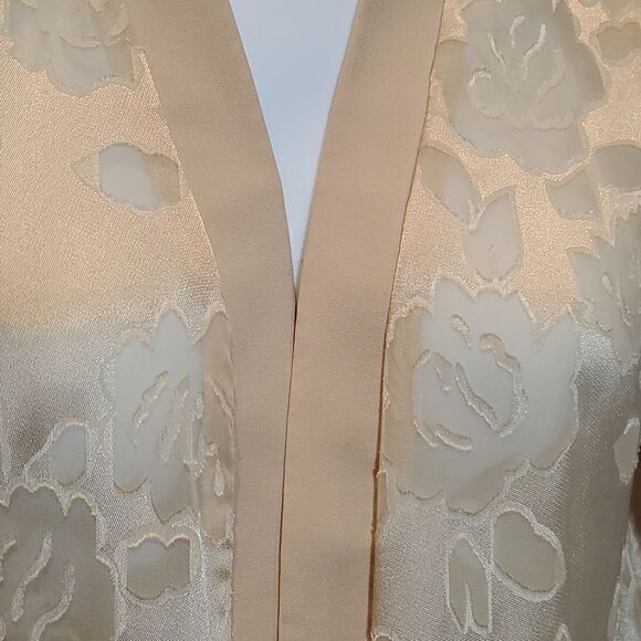 BFA VINTAGE Sz 14 Vintage Cream Burnout Floral Design Open Front Cardigan 524 - Picture 7 of 10